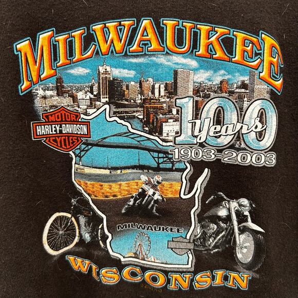Vintage Harley-Davidson Babydoll Tee Milwaukee Skyline XL - Picture 3 of 4